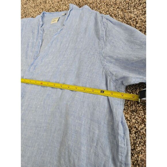 Baird McNutt Murano Mens 2XB Linen Shirt Light Blue Roll Tab Sleeve Button Up - Picture 6 of 8